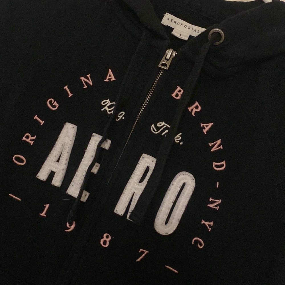 Aeropostale Black Zip Hoodie Jacket size Small
